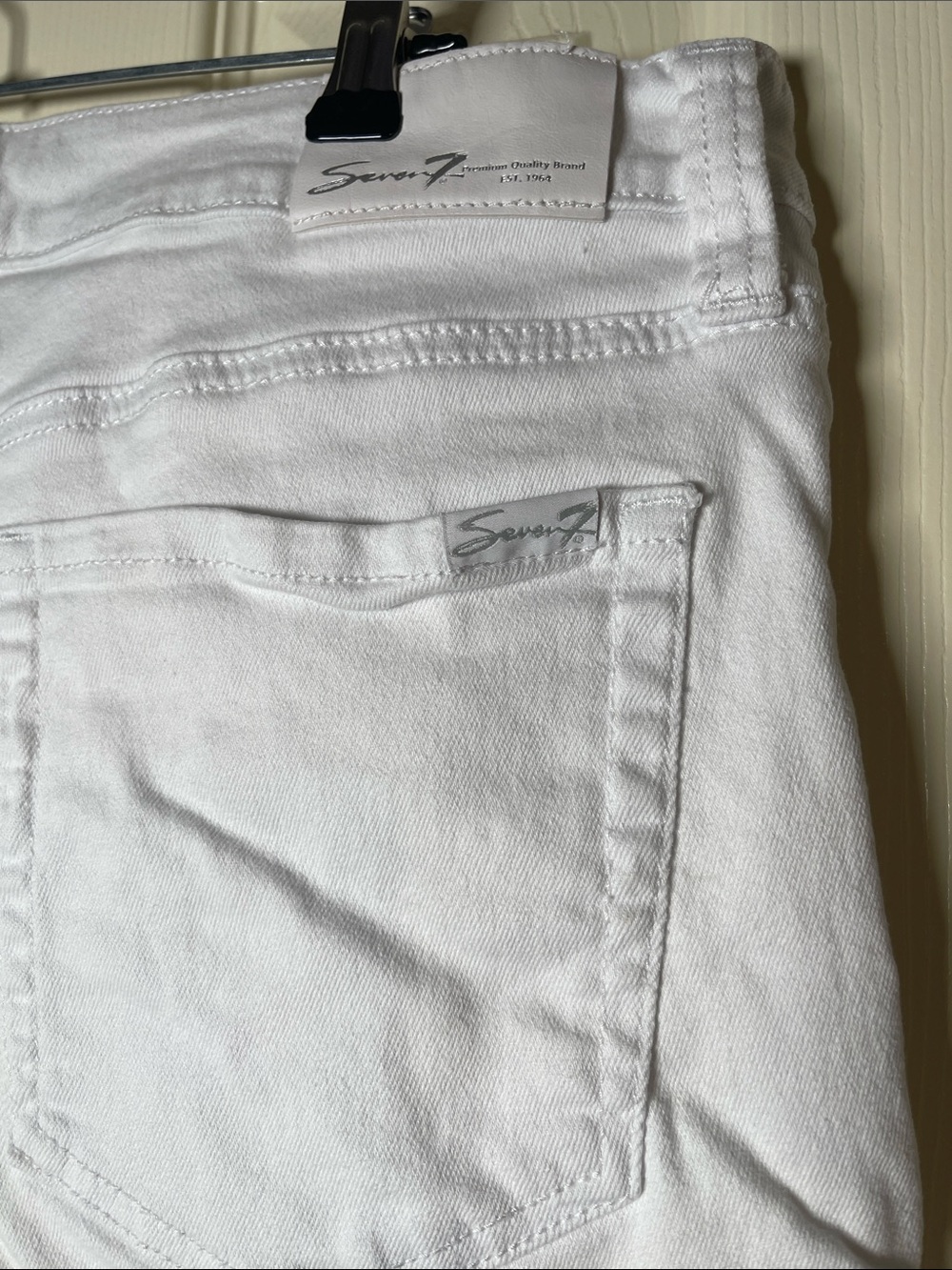 Seven7 White Denim Frayed Hem Shorts - Picture 3 of 6